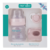 Set roz pudrat, biberon*150ml, suzeta si cutie de depozitare, Mamajoo